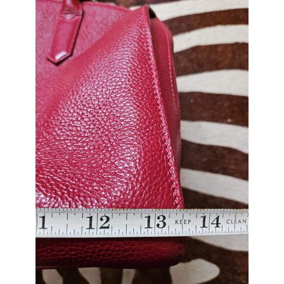 Vintage ROBERTO CAVALLI Round Leather Satchel Bag Red Animal Print Liner - Picture 9 of 11